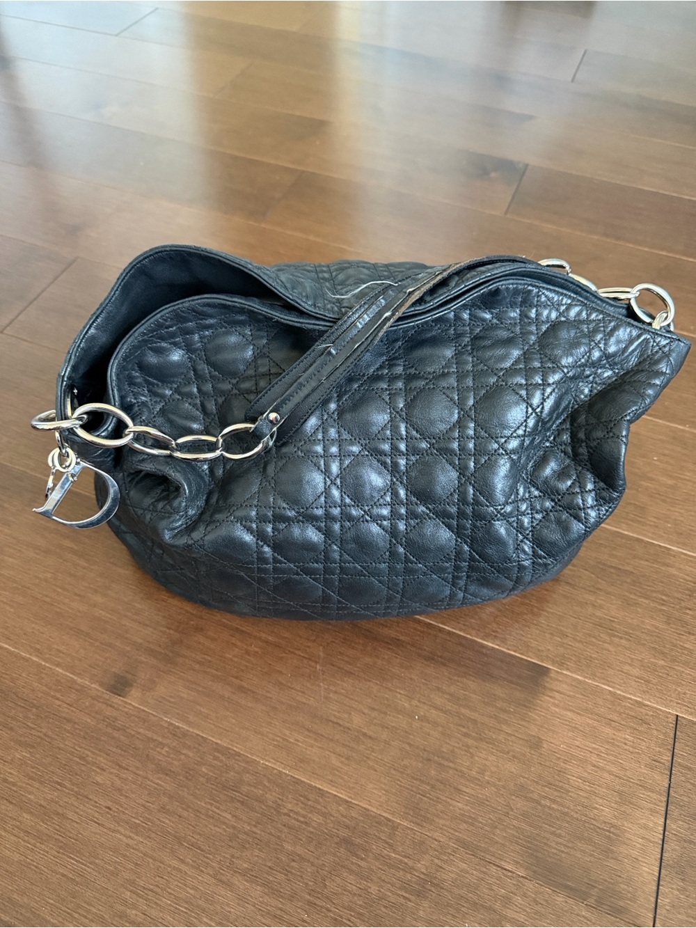 Christian Dior Vintage Black Quilted Leather Shoulder Bag